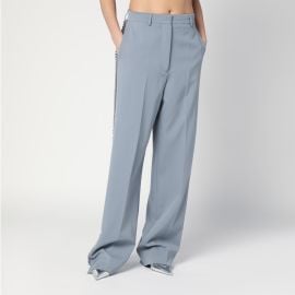 Stella McCartney Wide-leg light grey Falabella pants with chain TheDoubleF at TheDoubleF